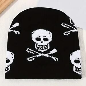 Skull Cap Crossbones Beanie Hat Skeleton Halloween Skater Punk Grunge Gift NEW!